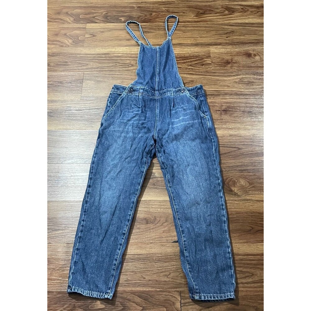 Free People FP We The Free Denim Overalls Womens 4 Criss Cross Back Straight Leg